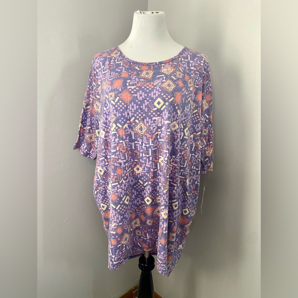 LuLaRoe Irma Tunic Style Top NWT Purple Multicolor Abstract